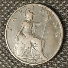 1903 King Edward VII Farthing Coin. British Empire.