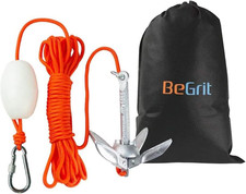 Begrit Kayak Anchor 1.5 Lb Small Boat Anchor Kit Folding Grapnel Anchor Carbon S