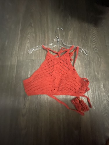Zara red crochet halter neck - red,