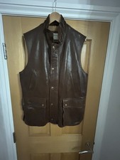 Orvis Munitions Leather Gilet Medium Brown Full Zip LEATHER