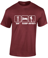 EAT SLEEP DETECT MENS T SHIRT METAL DETECTING DETECTORS COOL GIFT IDEA PRESENT