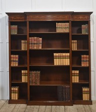 Inlaid Mahogany Breakfront Open Bookcase