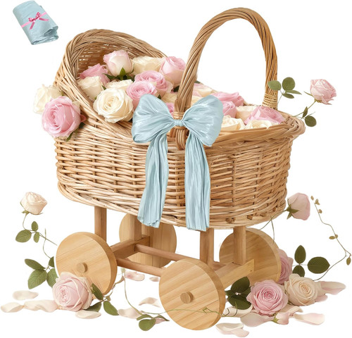 Woven rattan baby stroller