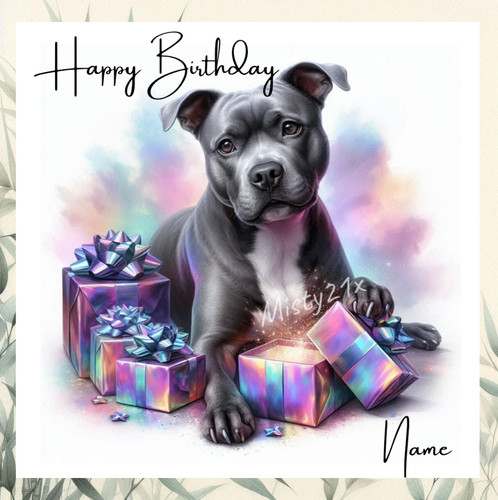 Personalised staffy happy - personalised,