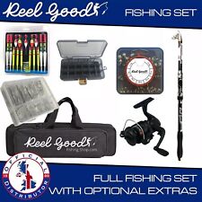2.1m Fishing Rod Set Telescopic Fiberglass Rod and Spinning Reel Baits Hooks Bag