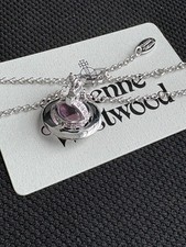 Vivienne Westwood Orb Necklace Silver Pink No BOX Set Chain