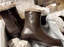 Russell & Bromley LakeSide Zip Faux Fur Lined Boot - Brown - Size -7 (UK)