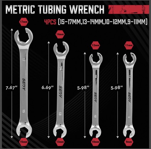 4pc flare nut wrench - 4pc,