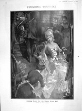 Old Antique Print 1907 Lady Man Getting Ready Fancy Dress Ball Costumes 20th