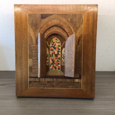 Superb Wooden Marquetry Church Door Window Travelling Alter Musical (inoperative