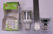 1x 7W (=35W) Sencys Long Barrel Neck GU10 CFL Reflector 2700K Light Bulb Lamp
