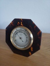 SMALL ANTIQUE TORTOISE SHELL DESK, OR MANTLE STRUT BAROMETER. WORKING FINE