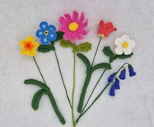 ?KNITTING PATTERN? Flower Posy x 6 Forget-me-not Daffodil Daisy Bluebell Tulip