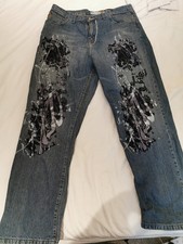 Akademiks Embellish Jeans Men Sz.40-Cotton-Black-Painted, baggy, loose, vintage
