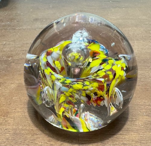 Vintage art glass paperweight - glass,
