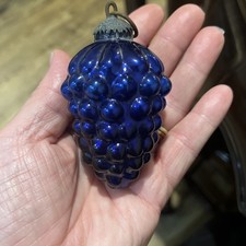 Vintage blue glass kugel - vintage,