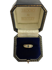 Vintage Aquamarine Ring 9ct Gold Aquamarine Trilogy & Clear Stone Ring - Size N