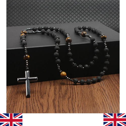 Rose mary beads cross necklace - beads,
