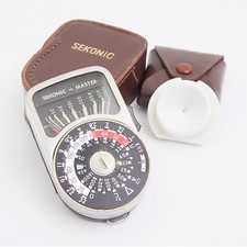 SEKONIC-MASTER MODEL L-104 LIGHT METER + INVERCONE BOTH IN ORIGINAL CASES #LM28