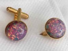 Cufflinks Pink Fire Opal 15mm