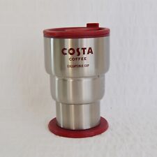 Costa Coffee Official Stainless Collapsible Metal Cup Coffee Mug with Lid