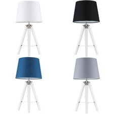 Wooden Table Lamp White Tripod