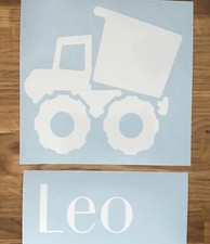 Personalised Dumper Truck Storage Crate Vinyl Decal Sticker Label Toy Box