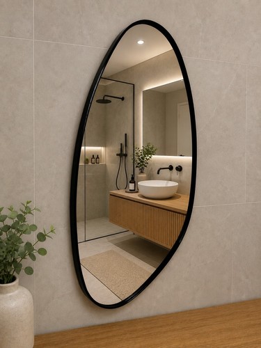 Framed pebble wall mirror - framed,