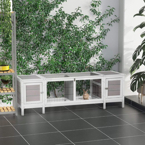 Pawhut wooden rabbit hutch - rabbit,