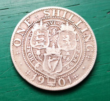 1901 Victoria Silver Shilling Coin  #4577