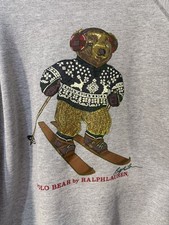 Vintage Ralph Lauren Polo Sport Bear Skiing Sweatshirt Jumper Winter Christmas