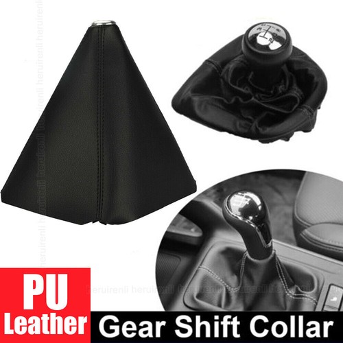 1pc black leather car gear - black,