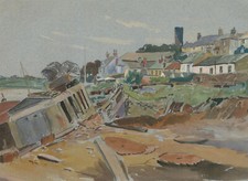Mid 20th Century Watercolour - Abandoned Boat House