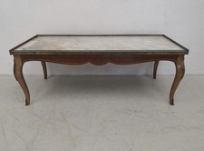 Antique Louis XV Style French Marble Top Coffee Table with Pierced Brass Gallery