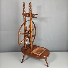 Vintage Miniature Spinning Wheel Sewing Box Thread Holder Wood Decor 20”
