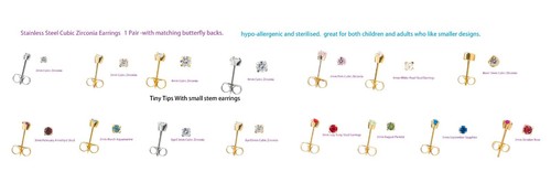 Stainless birthstone stud - stainless,