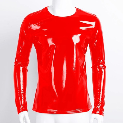 Men faux patent - faux, shirt