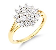 9ct Yellow Gold on Silver 1.00ct Simulated Diamond Cluster Ring size J to V