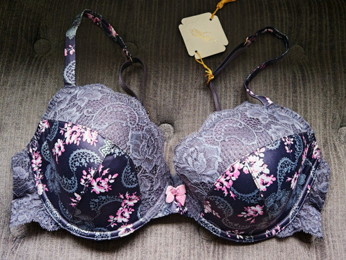 Janet reger grey pink floral - pink,