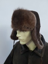 PREMIUM  real Muskrat / Bisam  trapper ushanka   FUR hat size M 56cm