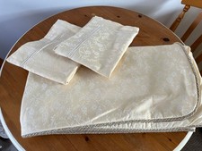 BEDECK King Size Jacquard Duvet Set.Deep Cream .Corded Border.Oxford Pillowcases