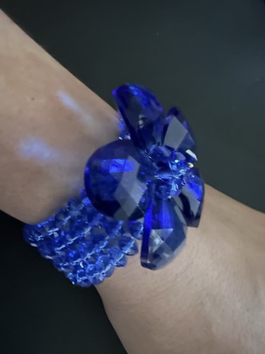 Blue crystal flower - blue, bracelet
