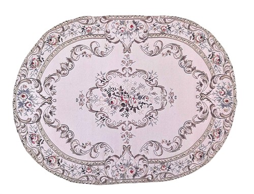 Dolls house oval - dolls, rug