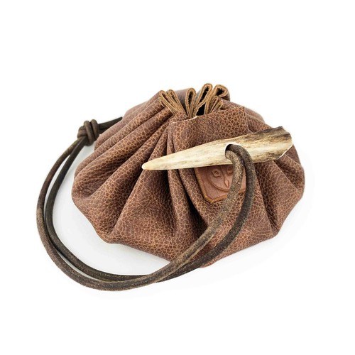 Leather drawstring pouch - leather,