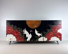 Oriental Sideboard, Upcycled TV Console, Upcycled Black Sideboard Vintage