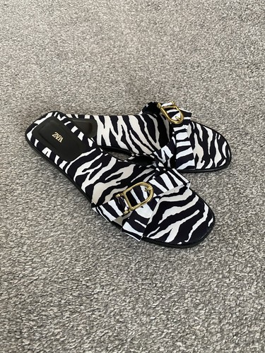 Zara zebra print buckle flat - zebra,