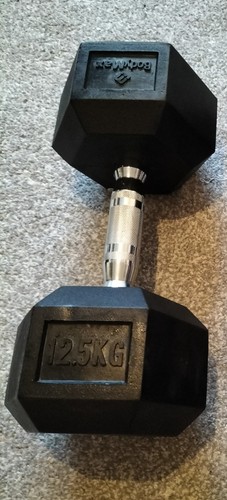 Rubber hex dumbbell single - rubber,