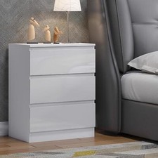 3 Drawer Chest of Drawers Scandinavian Handleless Bedroom Furniture White Gloss