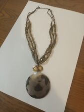 Large Shell Costume Jewellery Necklace Long Length Brown Cord, Boho, Fashion.