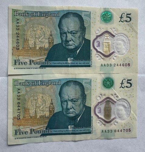 Rare banknotes five pounds - five,